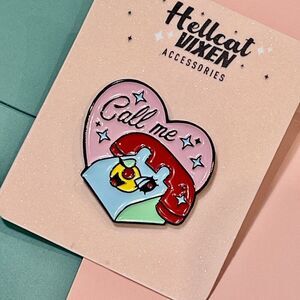 Retro Call Me Rotary Phone Character Vintage Style Enamel Pin Collectible Brooch